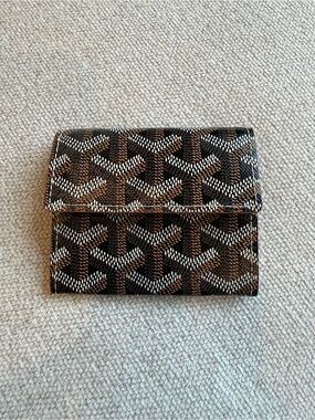 Goyard Small Compact Wallet in Black and Tan